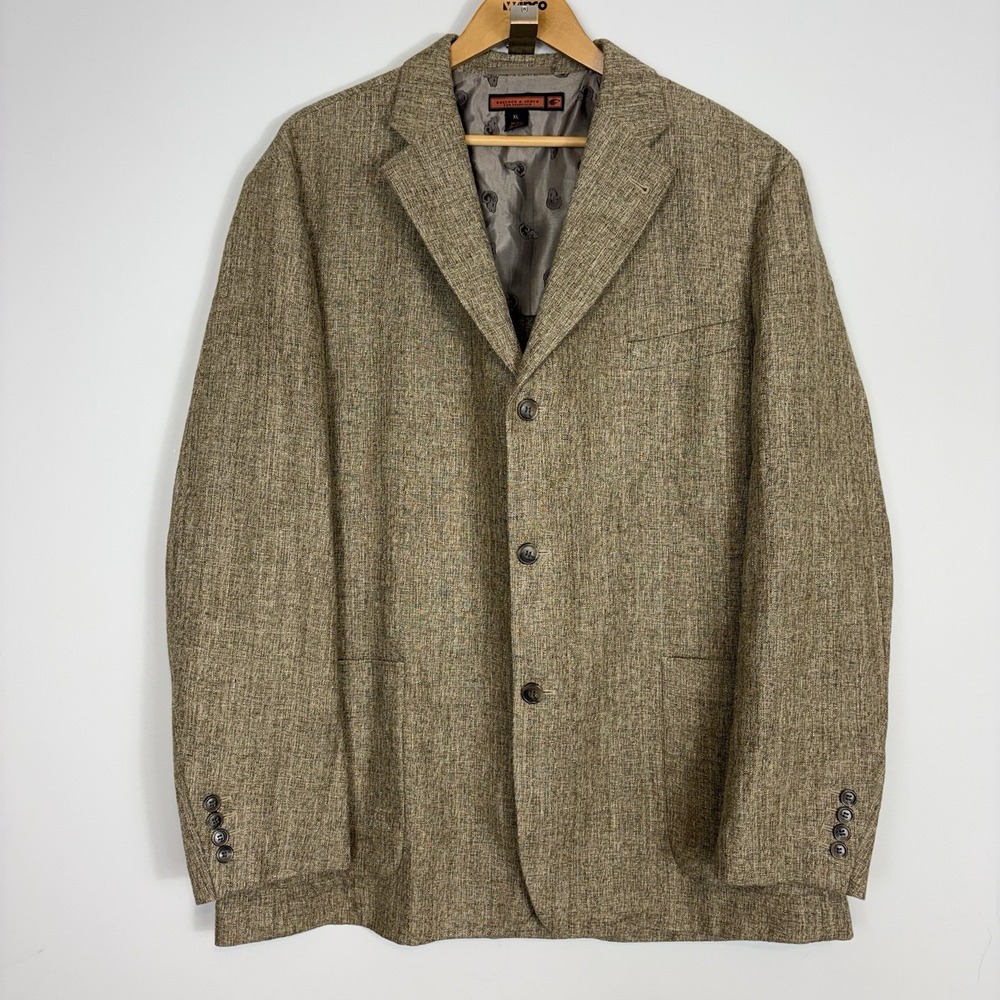 Bullock & Jones Blazer Sz XL Silk Linen Wool Hopsack Sport Coat Unstructured